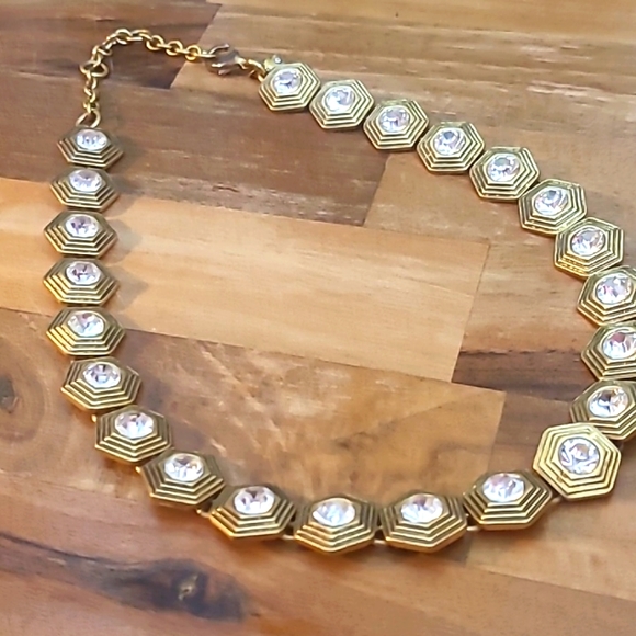 J. Crew Art Deco Hexagonal Rhinestone Statement Necklace - Picture 4 of 5